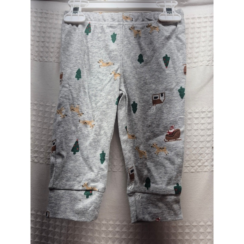 Carter's Pajama Pant Boys Size 6 Month Gray Reindeer Elastic Waist 8169